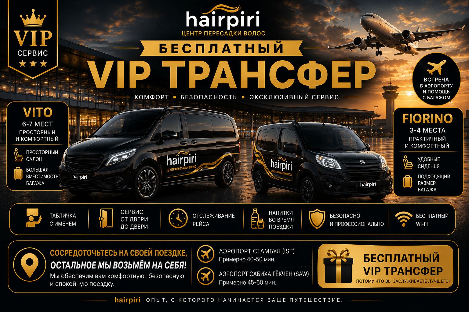 Hairpiri ücretsiz VIP transfer